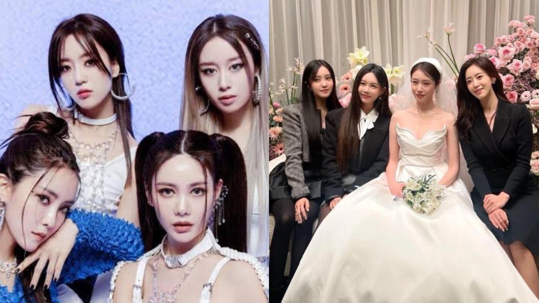 T-ARA四名成員都到現場祝福芝妍結婚。(圖/翻攝自Twitter)