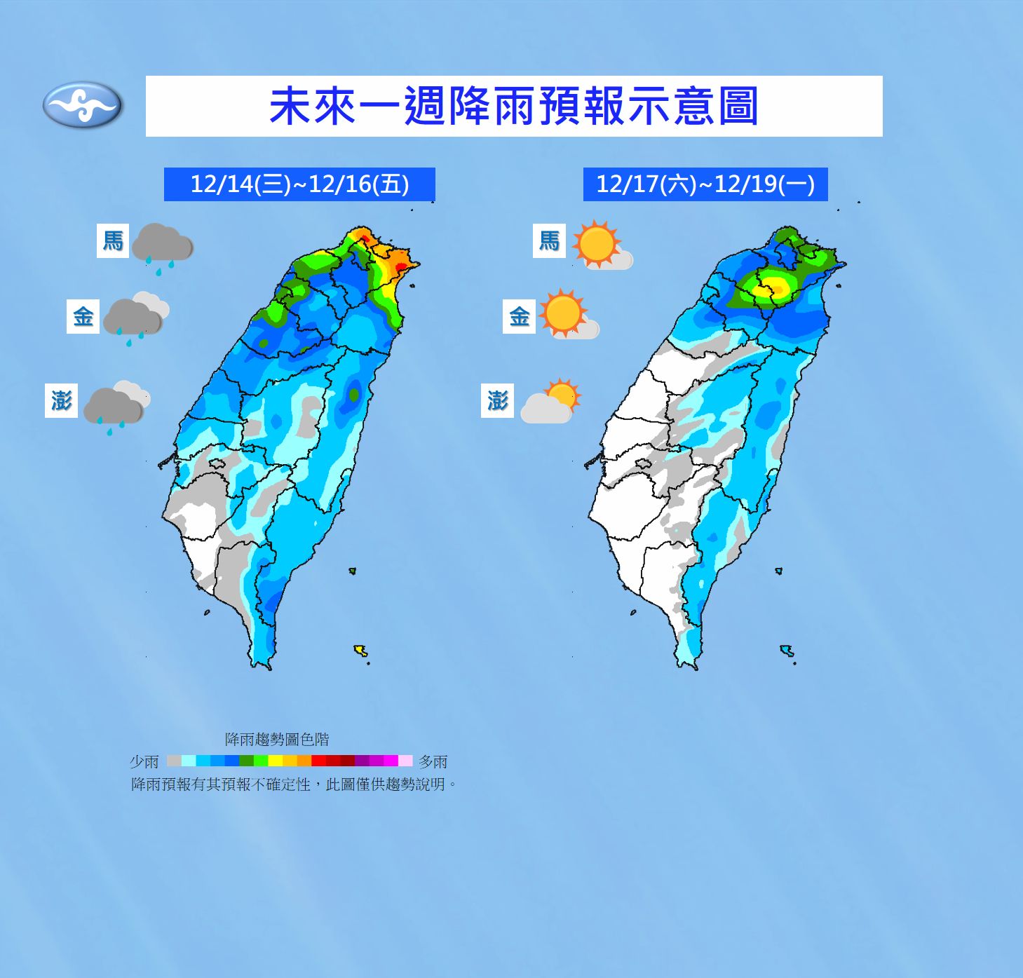 未來這一週將下雨。(圖/氣象局)