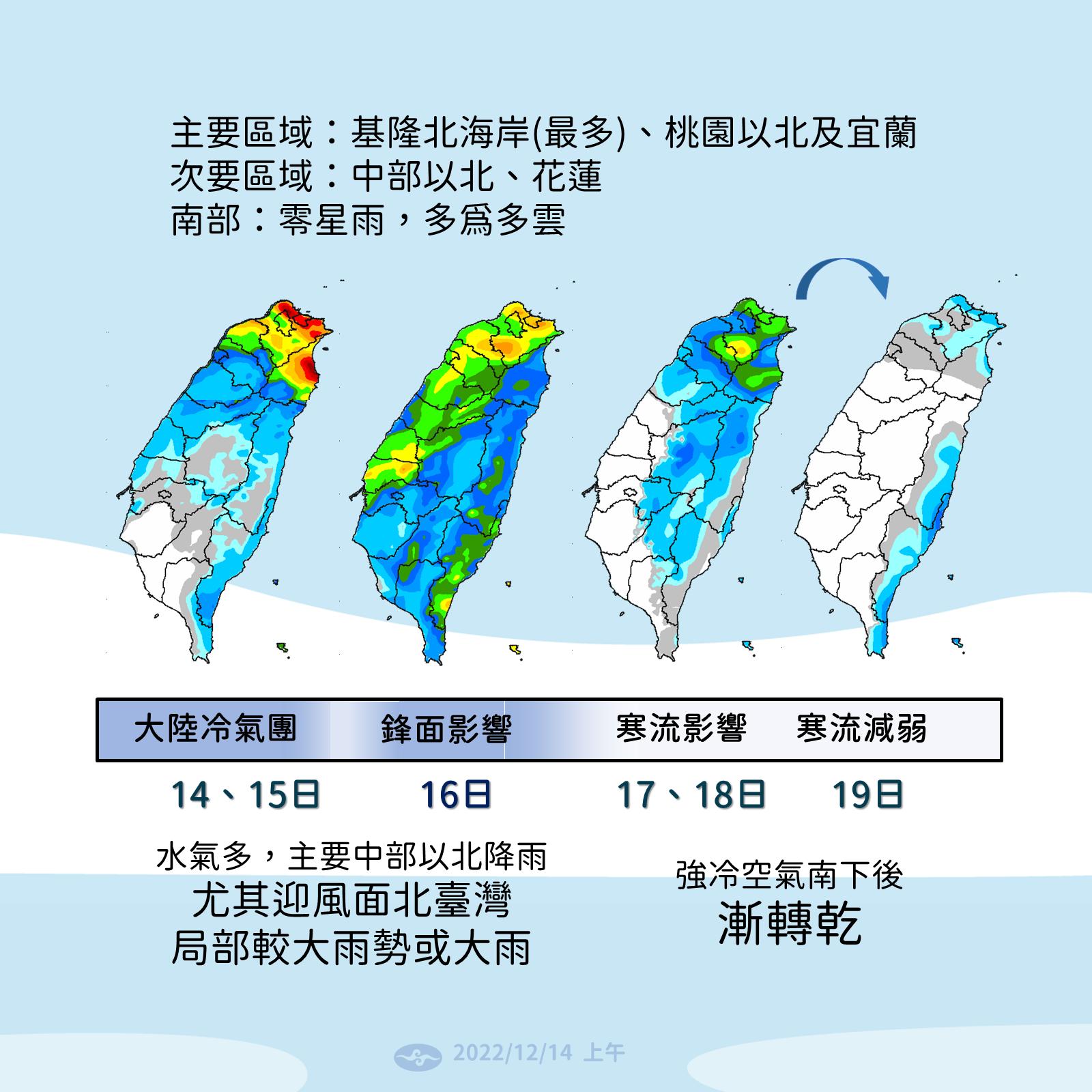 未來一周降雨預報。（圖／氣象局）
