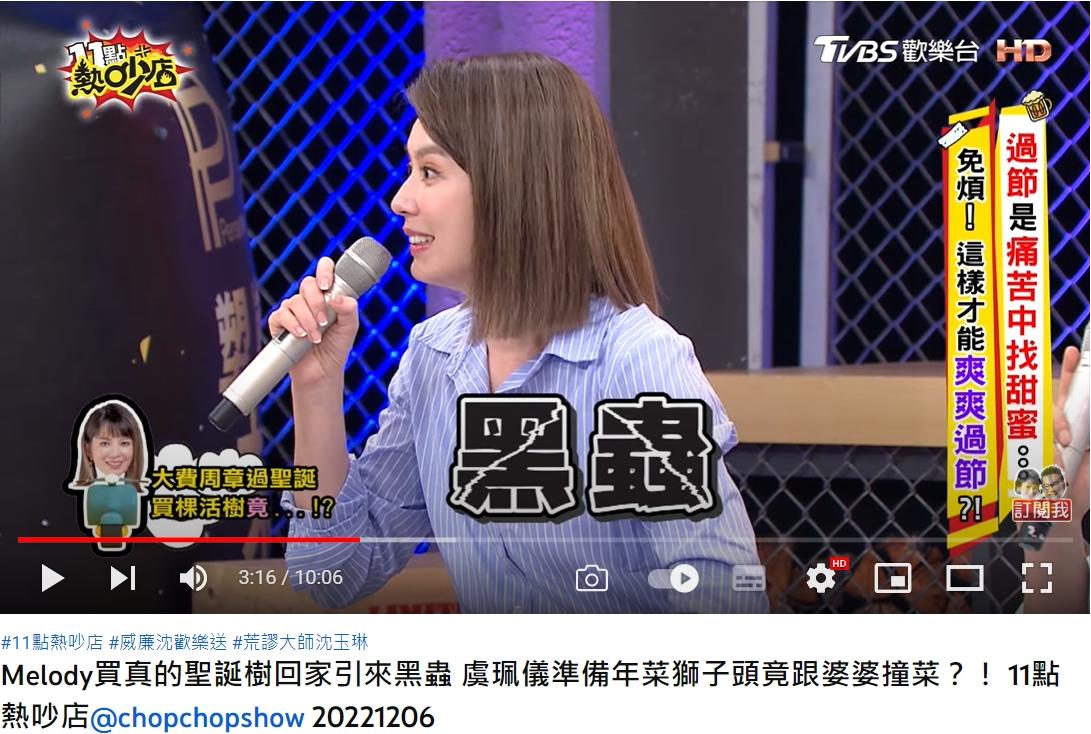 Melody買聖誕樹回來卻養了一堆蟲。（圖／翻攝自11點熱吵店YouTube）