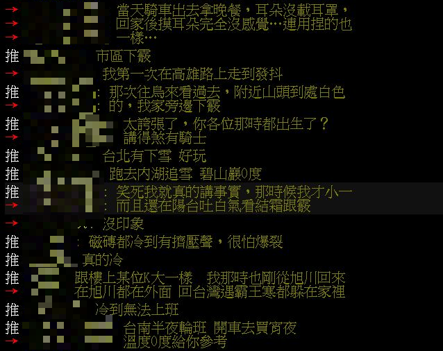 鄉民憶起當年霸王級寒流。(圖/翻攝自PTT)
