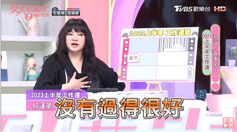 唐綺陽談及金牛座,突然在節目上哽咽。(圖/TVBS)