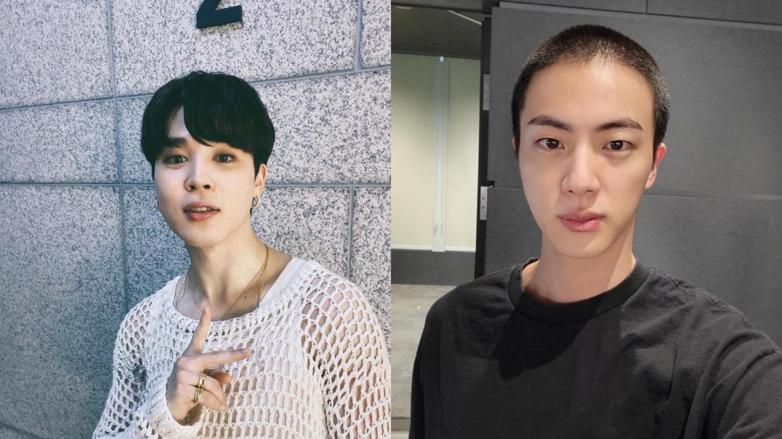 Jimin(左)已繳清健保費,而Jin(右)目前也已經入伍。(圖/翻攝自Jimin IG、韓網)