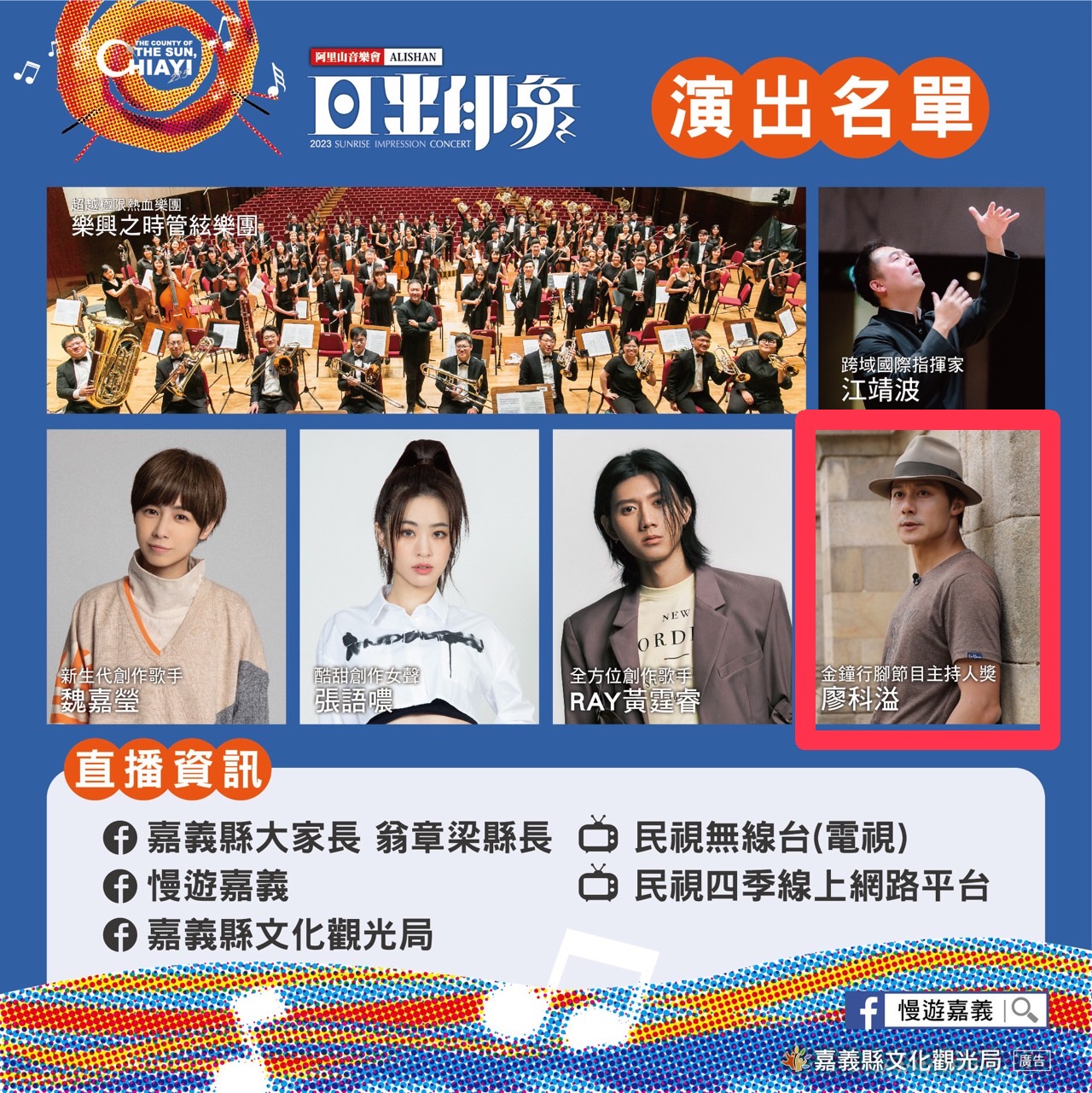  廖科溢（紅框者）原本要主持活動，現在傳出被撤換。（圖／翻攝自慢遊嘉義臉書）