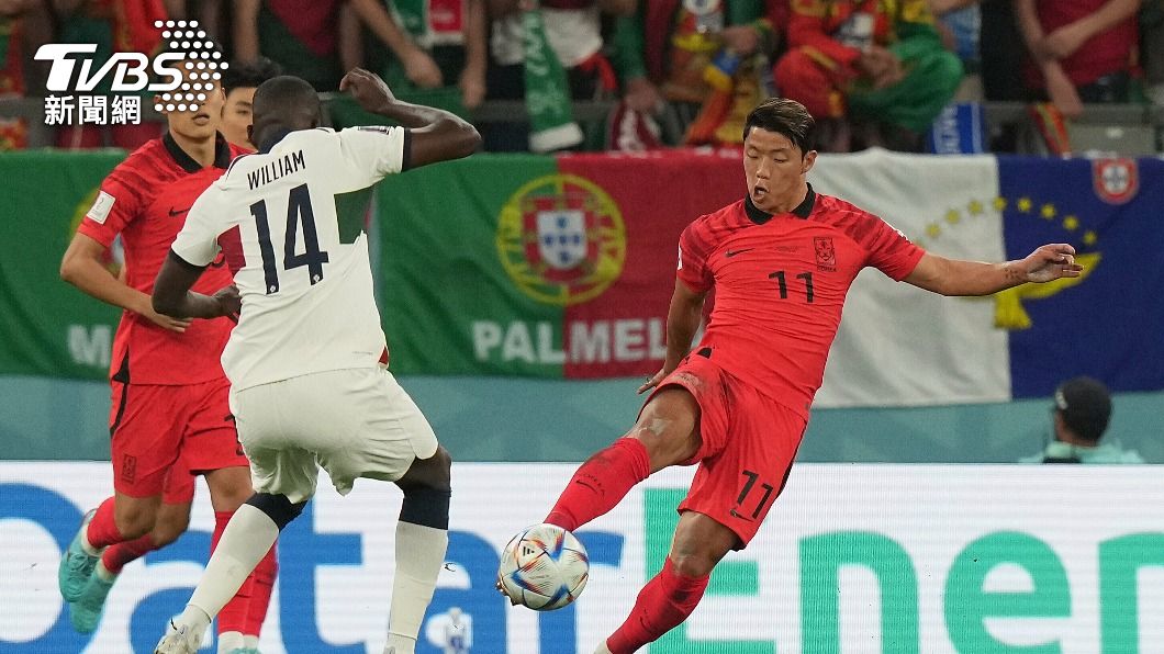 黃喜燦於傷停補時階段進球，韓國以2比1險勝葡萄牙。（圖／達志影像美聯社）