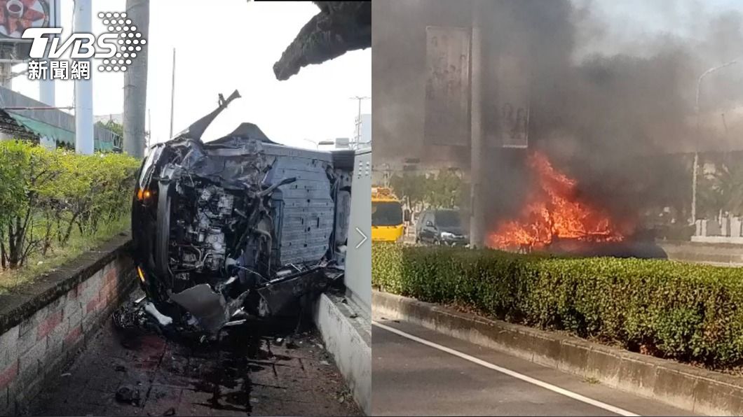嘉義一早2事故…貨車發爐「辦公椅燒成灰」 男頭暈自撞翻車
