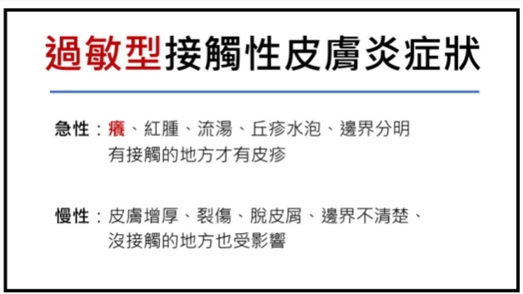 過敏型接觸性皮膚炎症狀。(圖/翻攝自葛正詳醫師個人網頁)