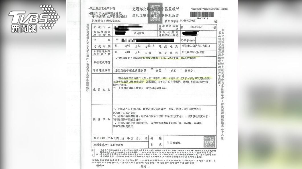 林男無照加上酒駕遭逮。(圖/TVBS)