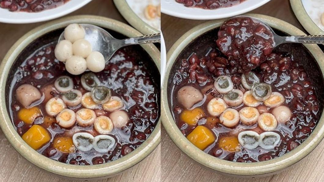 白色的小湯圓就是有包餡的，咬下會有驚喜感。（圖／花露露 の花花世界提供）  