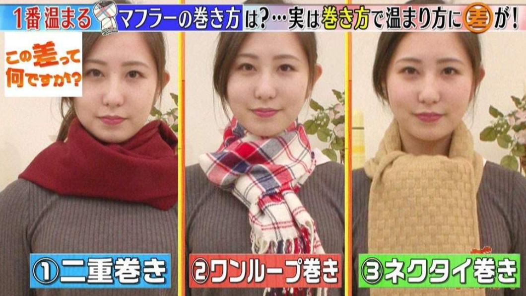 日本節目實測最保暖的圍巾圍法。（圖／翻攝自《この差って何ですか？》節目）