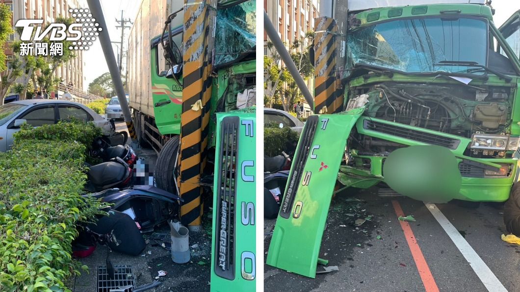 3天撞2次！大貨車熄火往前滑　疑剎車失靈釀禍毀19車