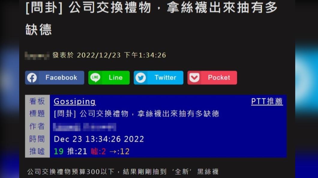 男網友發文抱怨公司交換禮物。(圖/翻攝自PTT)