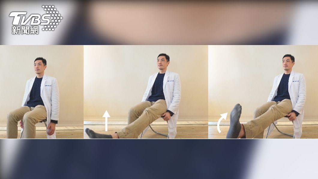 復健科醫師示範居家護膝運動。（圖／適康復健診所提供）
