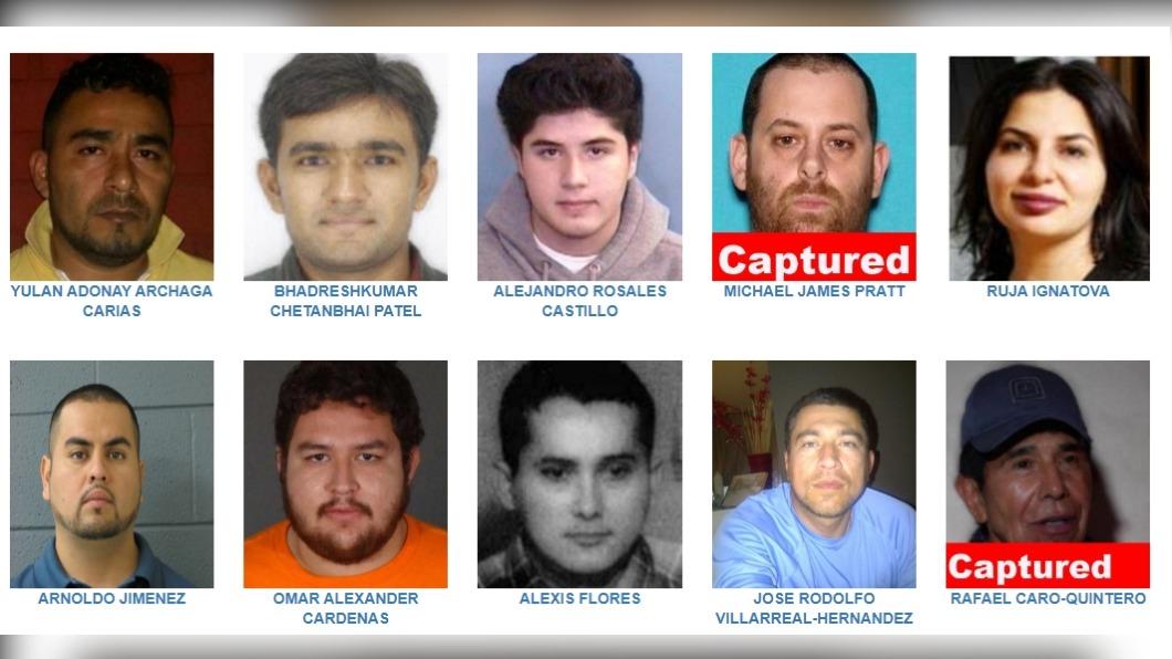 FBI「十大通緝要犯」有2人落網，8人仍逍遙法外。（圖／翻攝自 FBI）