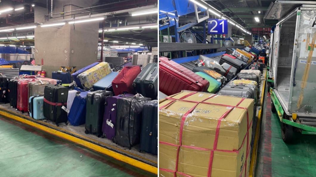 長榮航勤員工集體請假,旅客行李無人處理。(圖/長榮航空企業工會提供)