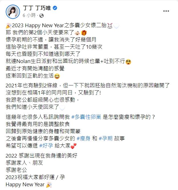 圖/翻攝自丁丁 丁巧唯臉書
