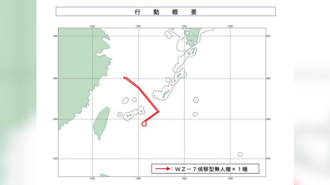 中國大陸無人機的飛行路線。（圖／翻攝自防衛省官網）