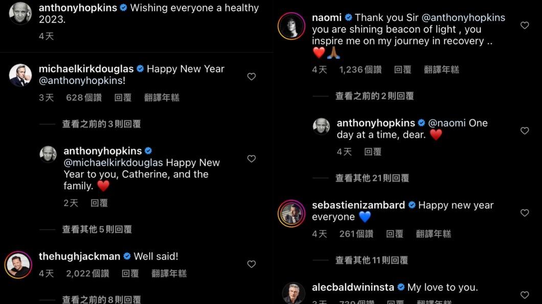 「金剛狼」休傑克曼在底下留言讚譽說：「說得好！」。（圖／anthonyhopkins IG）