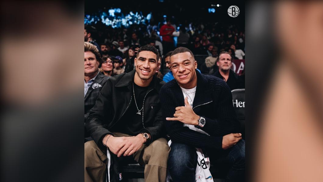 NBA/這次不踢足球! 姆巴佩與哈基米現身籃網主場