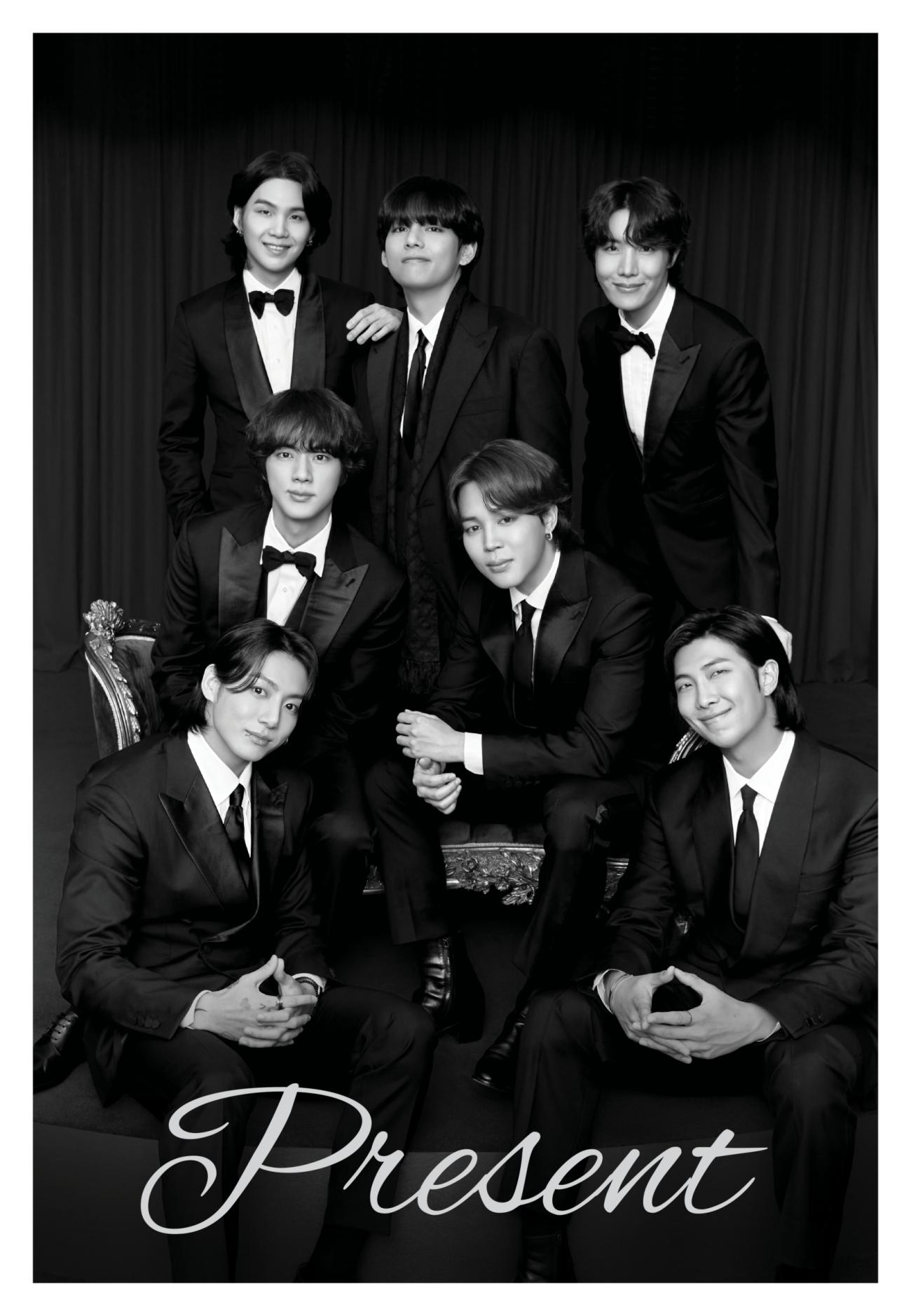 BTS的7名成員穿著典雅西裝,相當帥氣。(圖/哈德客國際貿易有限公司提供)