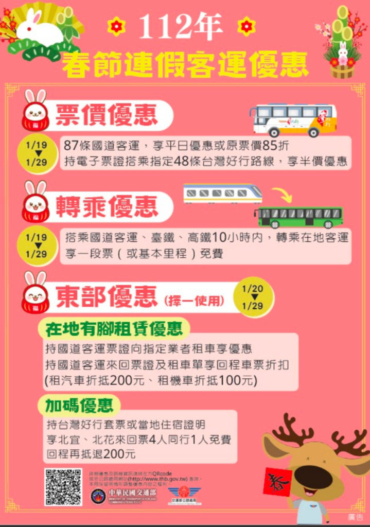 春節連假客運優惠。(圖/翻攝自公路總局官網)