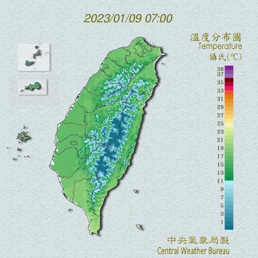 今日全台高溫上看21至25度。(圖/中央氣象局)
