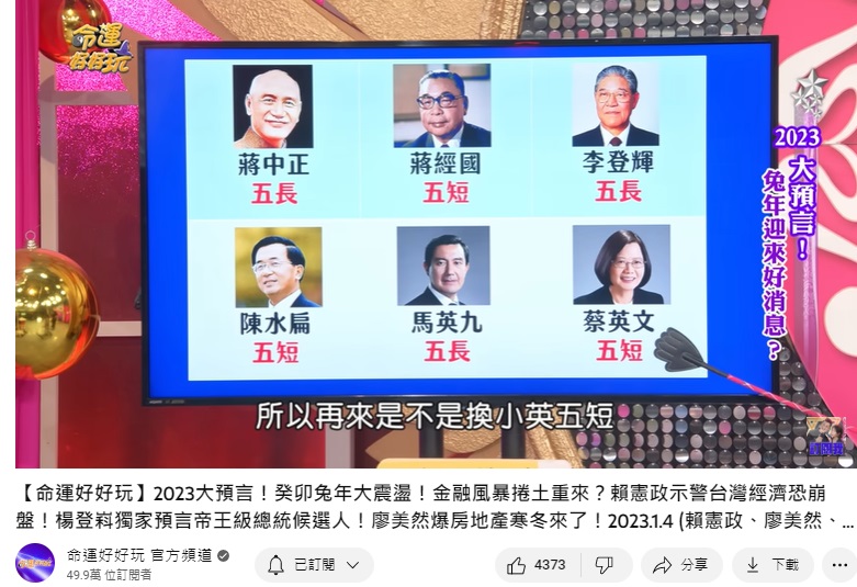 歷年總統都是「長短交替」。(圖/翻攝自命運好好玩YouTube)