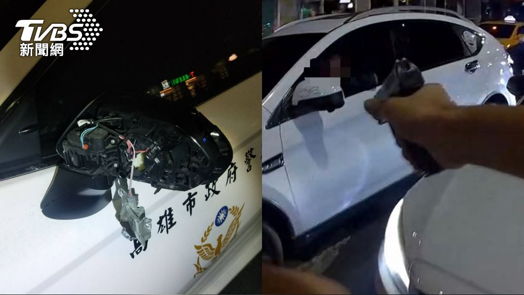 又酒駕!警車後照鏡被「整根撞爛」 拔槍喝令肇逃男下車