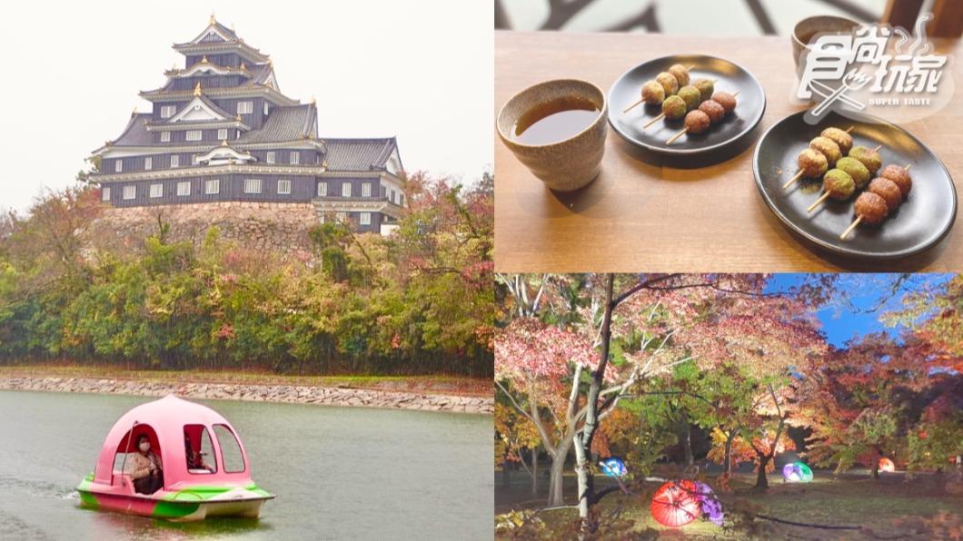 岡山城與、岡山後樂園最美限定點燈,還可搭乘超Q桃子船。(圖/食尚玩家)