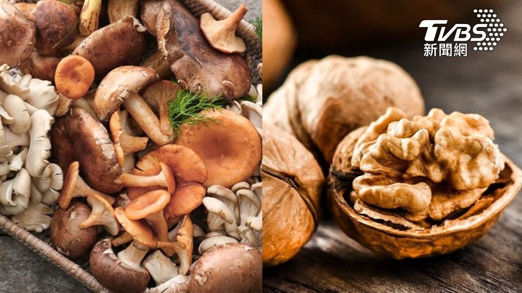 蘑菇+核桃有抗氧化效用。(示意圖/shutterstock達志影像)