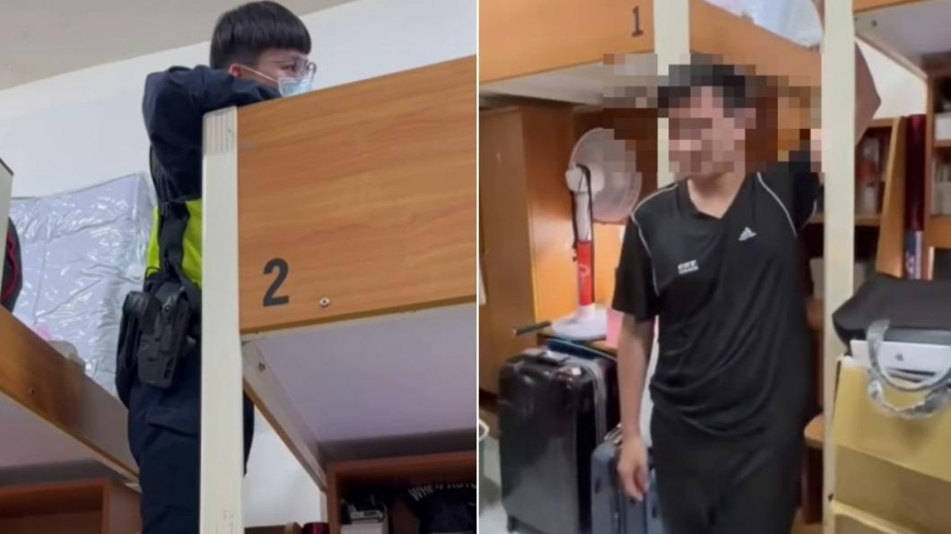 警方到場後叫醒酒醉男大生。(圖/翻攝爆料公社)
