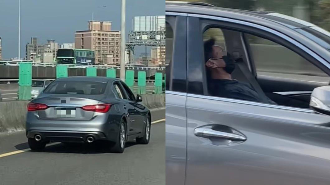 轎車國道壓線狂奔!一看駕駛「躺平睡死」網怒揪:是慣犯