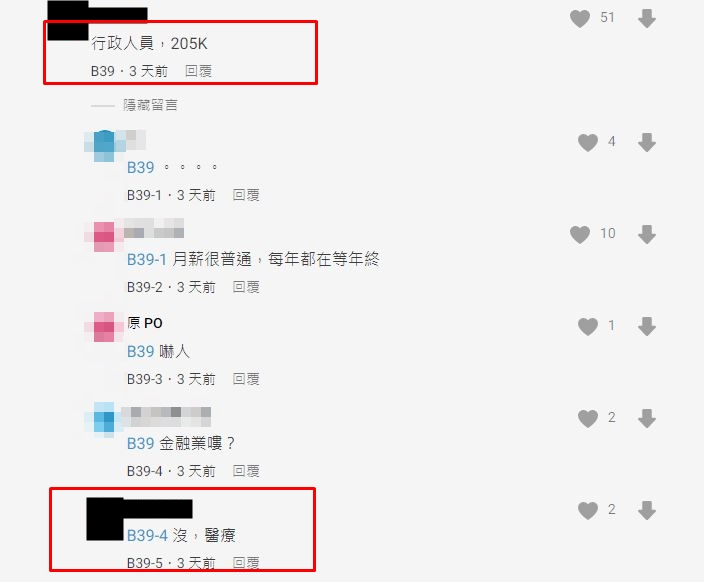 有行政人員拿到20萬年終(紅框處)。(圖/翻攝自Dcard)