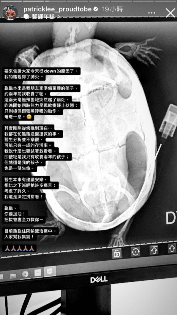 李沛旭痛心龜龜生病。(圖/翻攝自李沛旭IG)