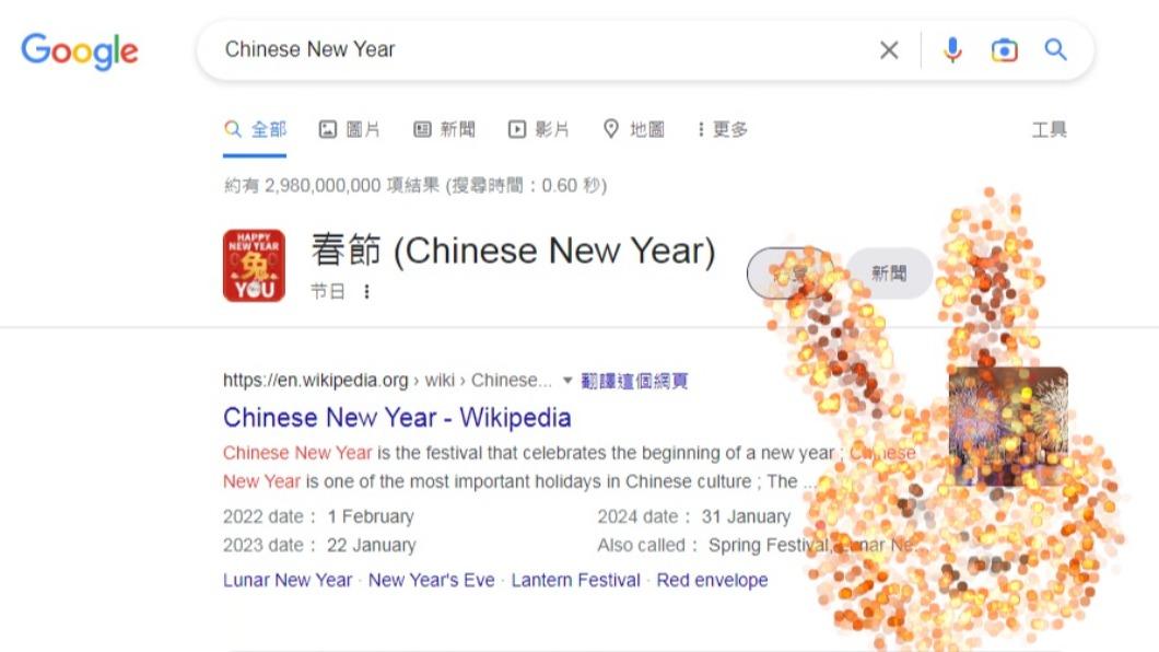 Google搜尋新彩蛋! 輸入關鍵字放兔子煙火賀新年