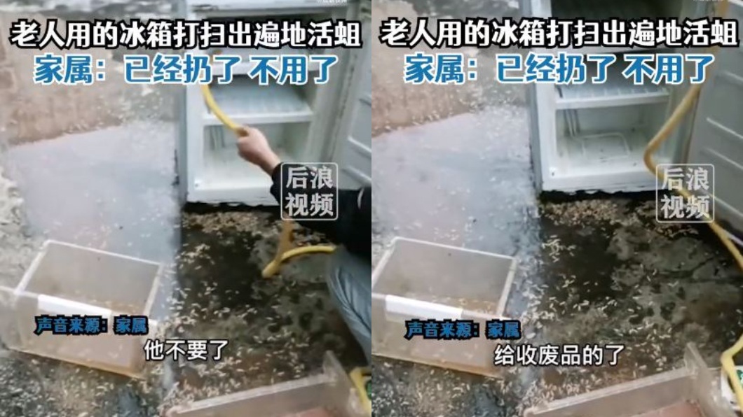 大陸廣西一名男子日前清理老家冰箱時看到令他傻眼的一幕。(圖/翻攝自微博)