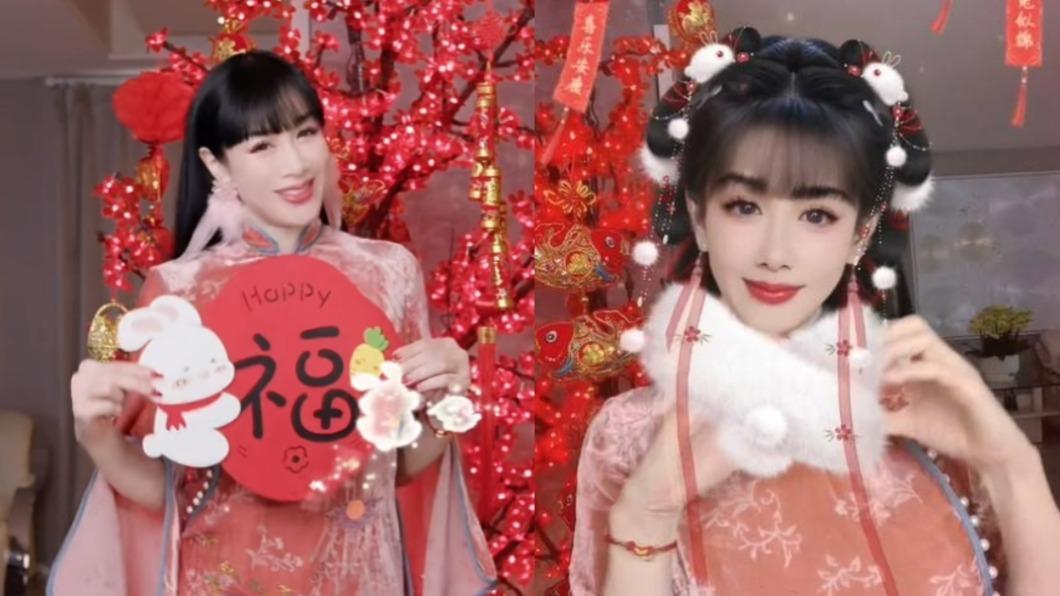 鍾麗緹穿上紅色的旗袍短裙，竟飄出少女味。（圖／翻攝自鍾麗緹小紅書）