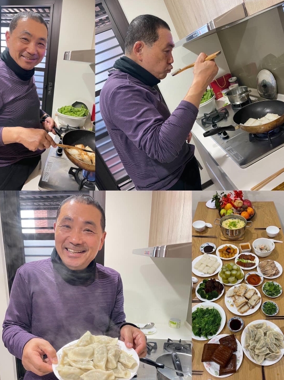 侯友宜與大家分享年夜飯。(圖/翻攝侯友宜臉書)