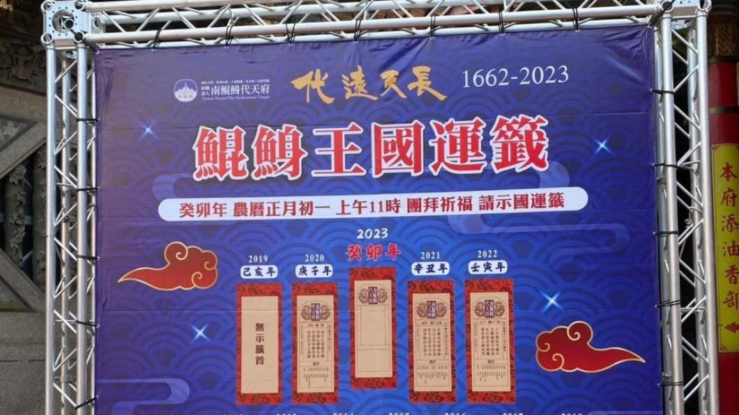 南鯤鯓代天府抽出國運上上籤。（圖／翻攝南鯤鯓代天府臉書）