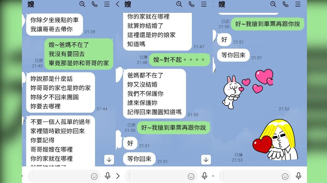 網友分享和嫂嫂的暖心對話。(圖/翻攝自「匿名2公社」臉書)