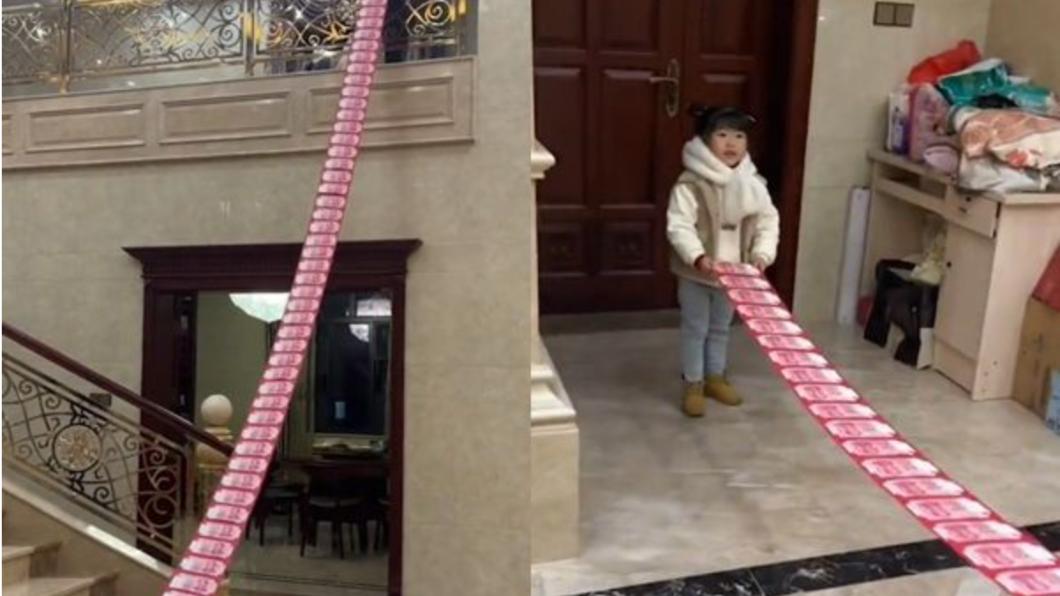 最大禮包!4歲女童收「13公尺超長紅包」 金額曝光羨煞全網
