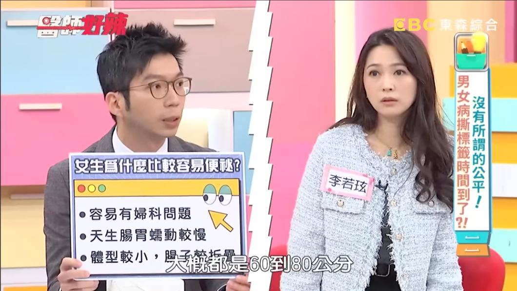 葉秉威分析男女性的身形差異，導致女性的排便推進力弱。（圖／翻攝自醫師好辣YouTube）