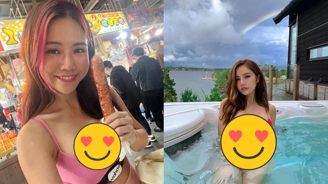 辣妹爆乳逛夜市!握「士林大香腸」讚:好吃 直播秒被禁