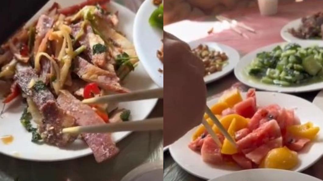 賓客們發現飯菜都凍起來了。(圖/翻攝自《網易新聞》微博)