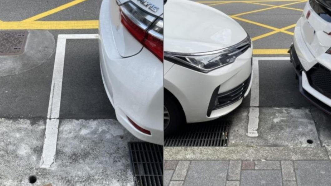 原PO指出車頭緊貼格線,會讓別的車輛較難停放。(圖/翻攝自PTT)