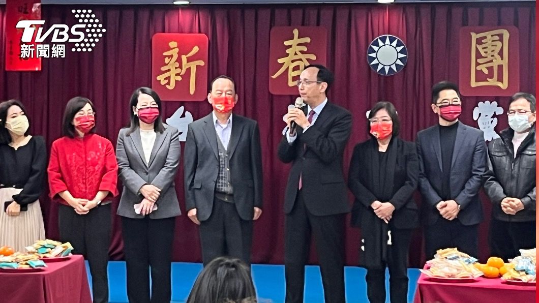 國民黨主席朱立倫出席新春團拜活動。(圖/黃韋銓攝)