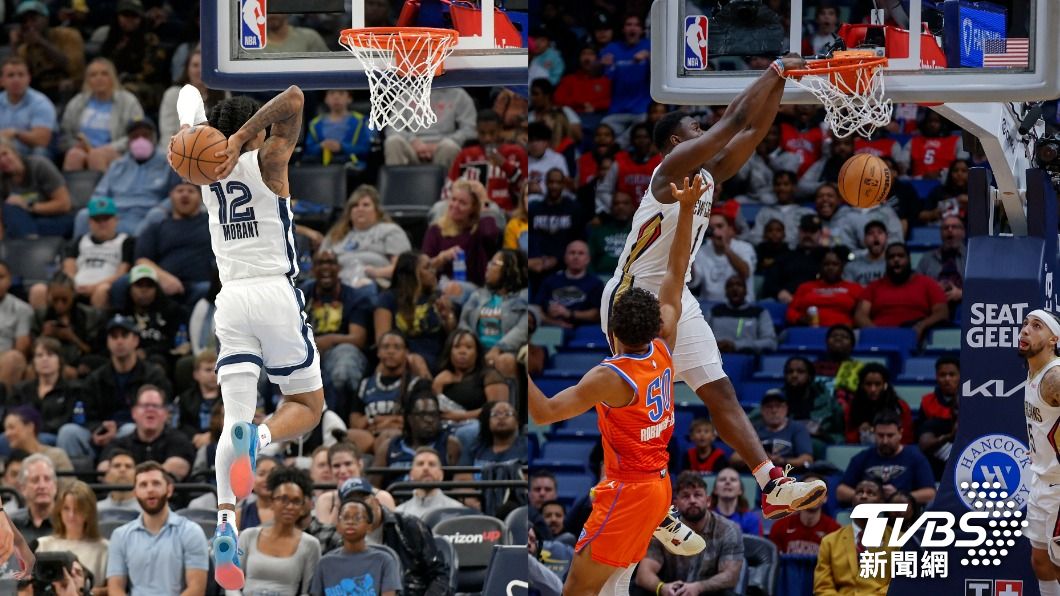 杜蘭特點名灰熊Ja Morant（左）、鵜鶘Zion Williamson參賽。（合成圖／達志影像美聯社）