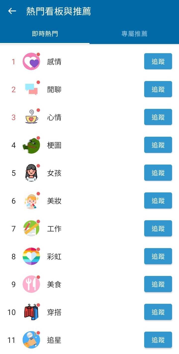 「工作板」位於Dcard即時熱門看板前10名。（圖／翻攝自Dcard）