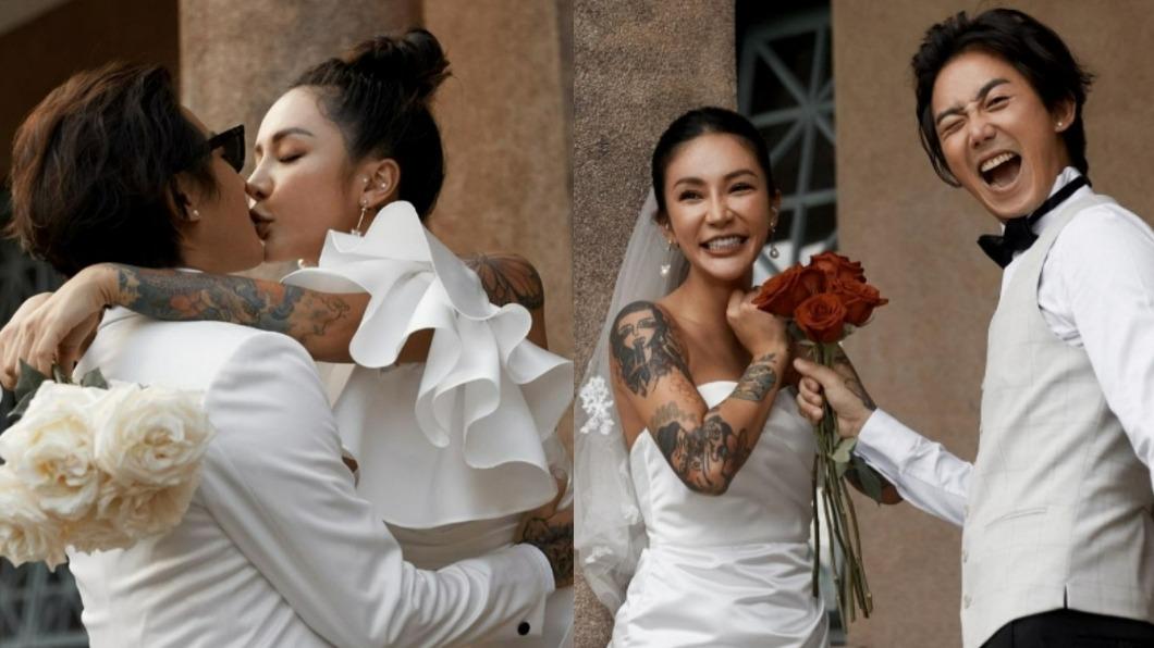 梁云菲曬絕美婚紗照!手拿捧花深情親吻 超甜互動閃瞎網:恭喜