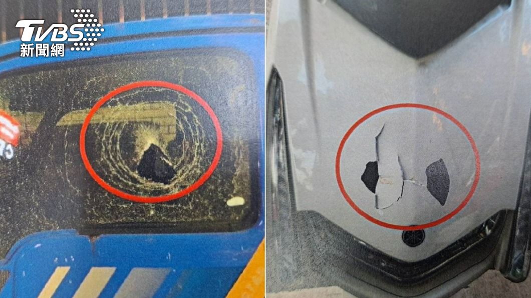 林男因心情不好砸車洩憤,貨車、機車全遭殃。(圖/TVBS)